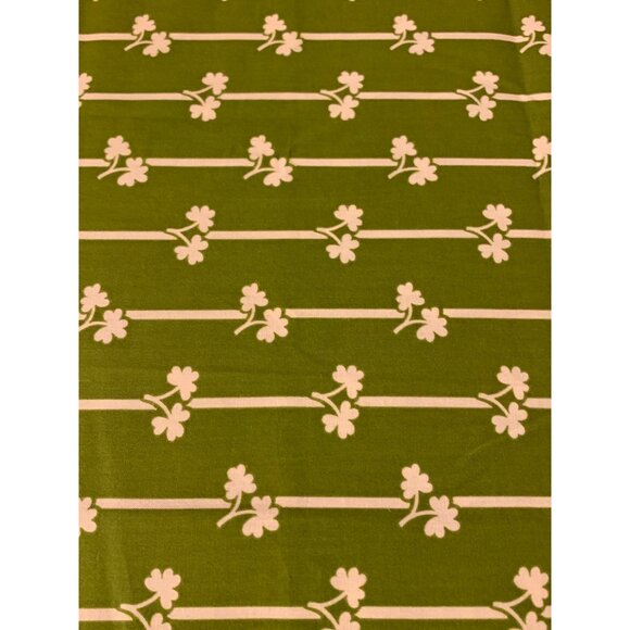 Vintage Peter Pan Fabrics Green & White Floral Stripe Cotton Fabric 42" Wide 1/2 - Picture 2 of 5